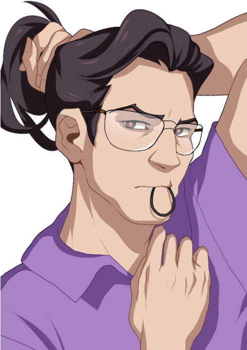 Finished Version Of That Last Sketch - Dream Daddy Damien Glasses (488x750), Png Download