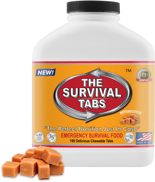 15 Day Food Supply - Survival Tabs Emergency Food - Butterscotch Flavor (800x800), Png Download