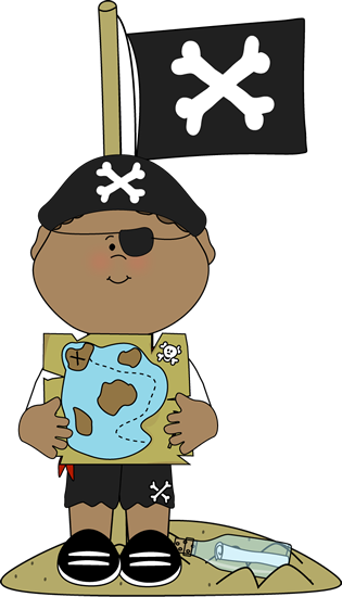 Pirate Boy On An Island With Treasure Map Clip Art - Kid Pirate Clip Art (315x550), Png Download