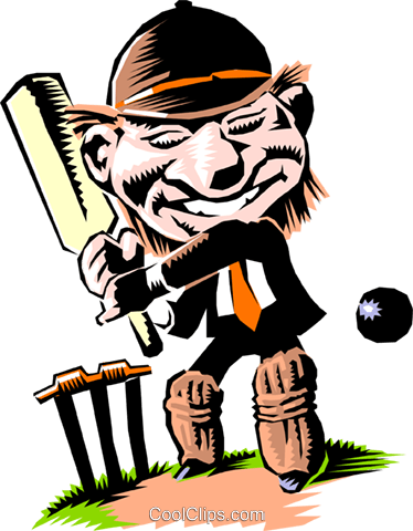 Cricket Player Royalty Free Vector Clip Art Illustration - Cricket Clip Art (374x480), Png Download