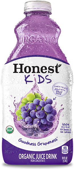 59oz Bottle - Honest Kids Grape Juice (330x684), Png Download