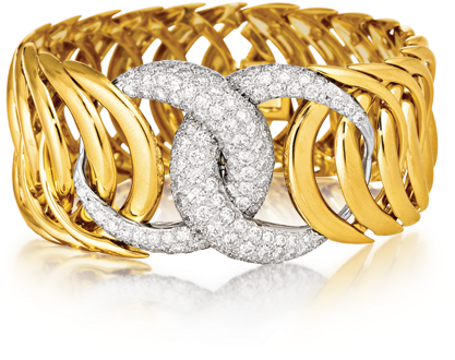 Double Crescent Bracelet Diamond-gold 07 Web - Verdura Jewelry (498x498), Png Download