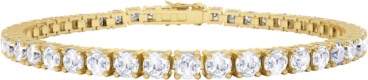 Eternity Diamond 18ct Gold Tennis Bracelet - Gold With Diamond Bangle Png (750x750), Png Download