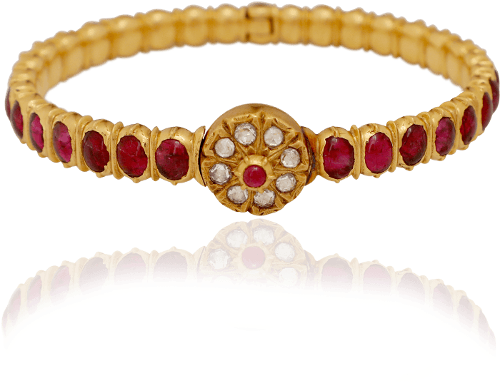 Ethnic Ruby Gold Bracelet - Diamond (1000x1000), Png Download