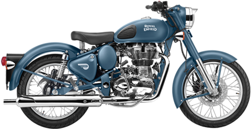 Blue Royal Enfield Classic Squadron , 500 Cc - Royal Enfield Classic 500 Blue (500x385), Png Download