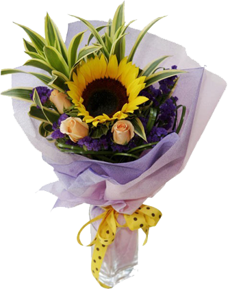 Sunflower Bouquet - Flower (333x422), Png Download