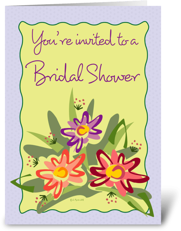 Flower Bouquet Bridal Shower Invite Greeting Card - Lilac Framed Flowers-birthday Card (700x792), Png Download