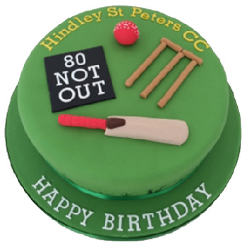 Cricket Themed Birthday Cake (385x385), Png Download
