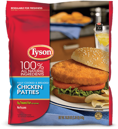 The Bag Says They're All-natural - Tyson Chicken Patties - 26 Oz Bag (655x547), Png Download