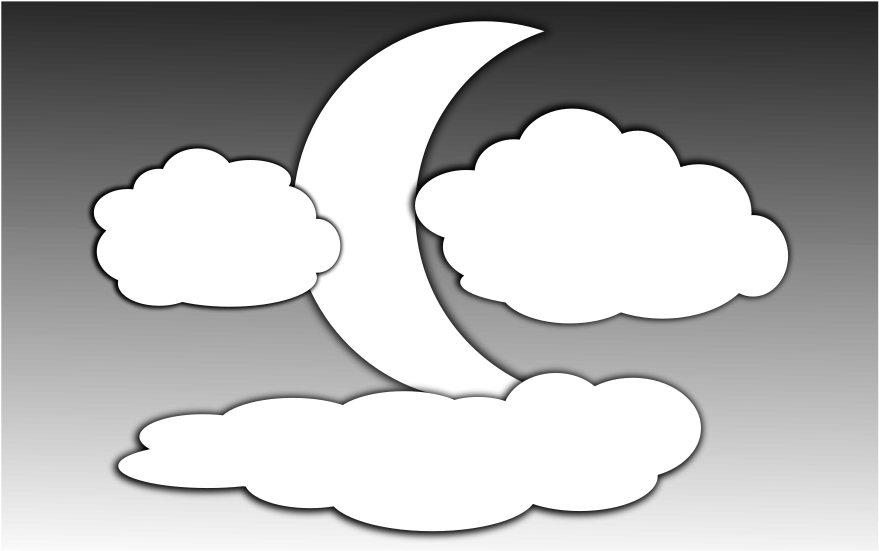 Moon Black And White Clouds And The Moon 2 Clipart - Moon With Clouds Outline (900x570), Png Download