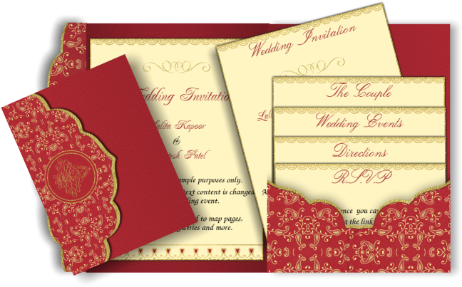 Style Email Indian Wedding Invitation Card Design - Indian Wedding Invitations Red (670x426), Png Download