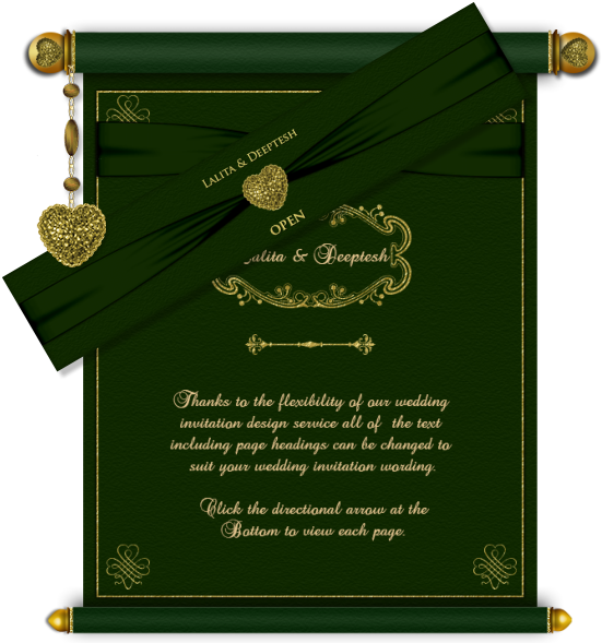 Emerald Green Wedding Invitation (574x589), Png Download