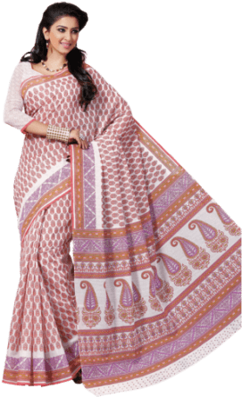 Womens Cotton Saree - Women In Saree Png (300x450), Png Download