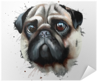 Portrait Of A Pug Dog Watercolor Illustration Isolated - Portrait (400x400), Png Download