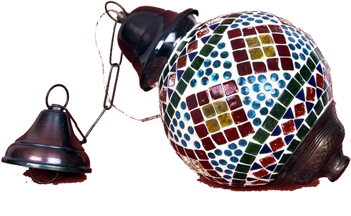 Round Handcrafted Ceiling Lamp - Art (500x750), Png Download