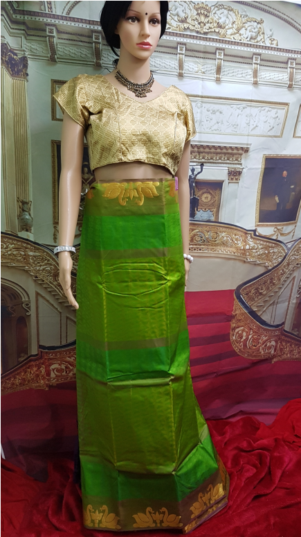 Silk Saree Parrot Green - Inside Buckingham Palace (600x773), Png Download