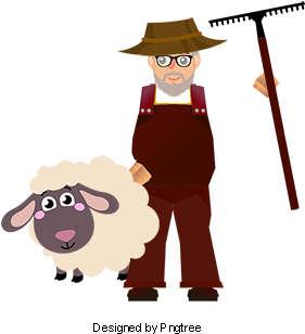 Cartoon Farmer, The Aged, Sheep, 3d Character Png And - Portable Network Graphics (360x360), Png Download