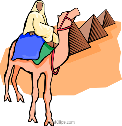 Egyptian On Camel, Pyramids Royalty Free Vector Clip (467x480), Png Download