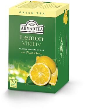 Lemon Vitality 20ct Box - Ahmad Tea Green Tea Lemon (350x392), Png Download