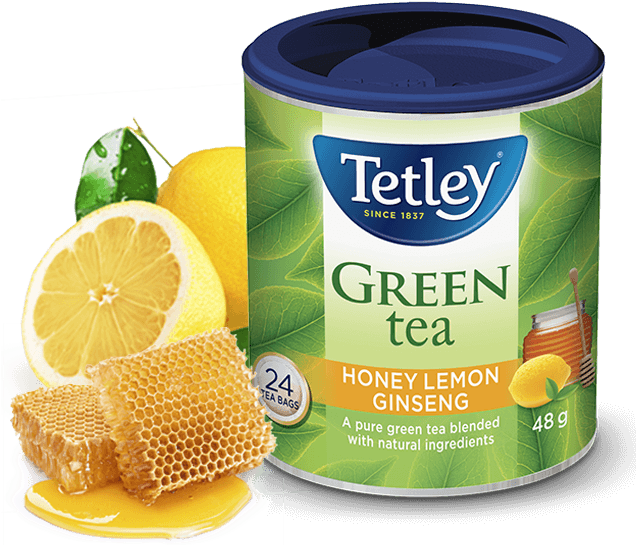 Tetley Honey Lemon Ginseng Green Tea - Tetley Green Tea Pomegranate (635x570), Png Download