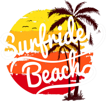 Surfrider Beach With Coconut Trees Design With Pu - Placa Decorativa Mart Beach Azul (415x415), Png Download