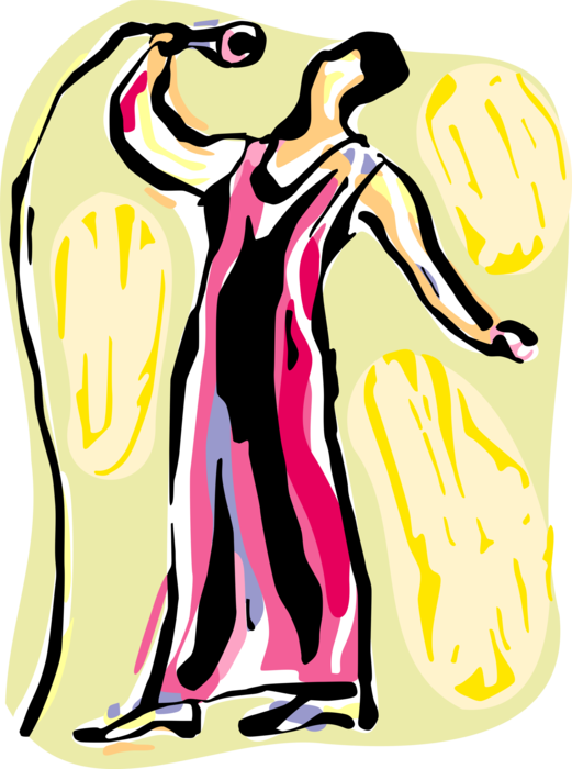 Vector Illustration Of Lounge Singer Musician Sings - Illustration (521x700), Png Download