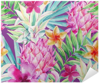 Watercolor Pineapple Fruit Seamless Pattern Poster - Pink Pineapple Watercolor (400x400), Png Download