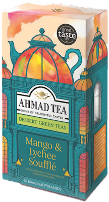 Mango & Lychee Souffle Whole Leaf Pyramids - Ahmad Tea Dessert Tea Collection Mango & Lychee (314x452), Png Download