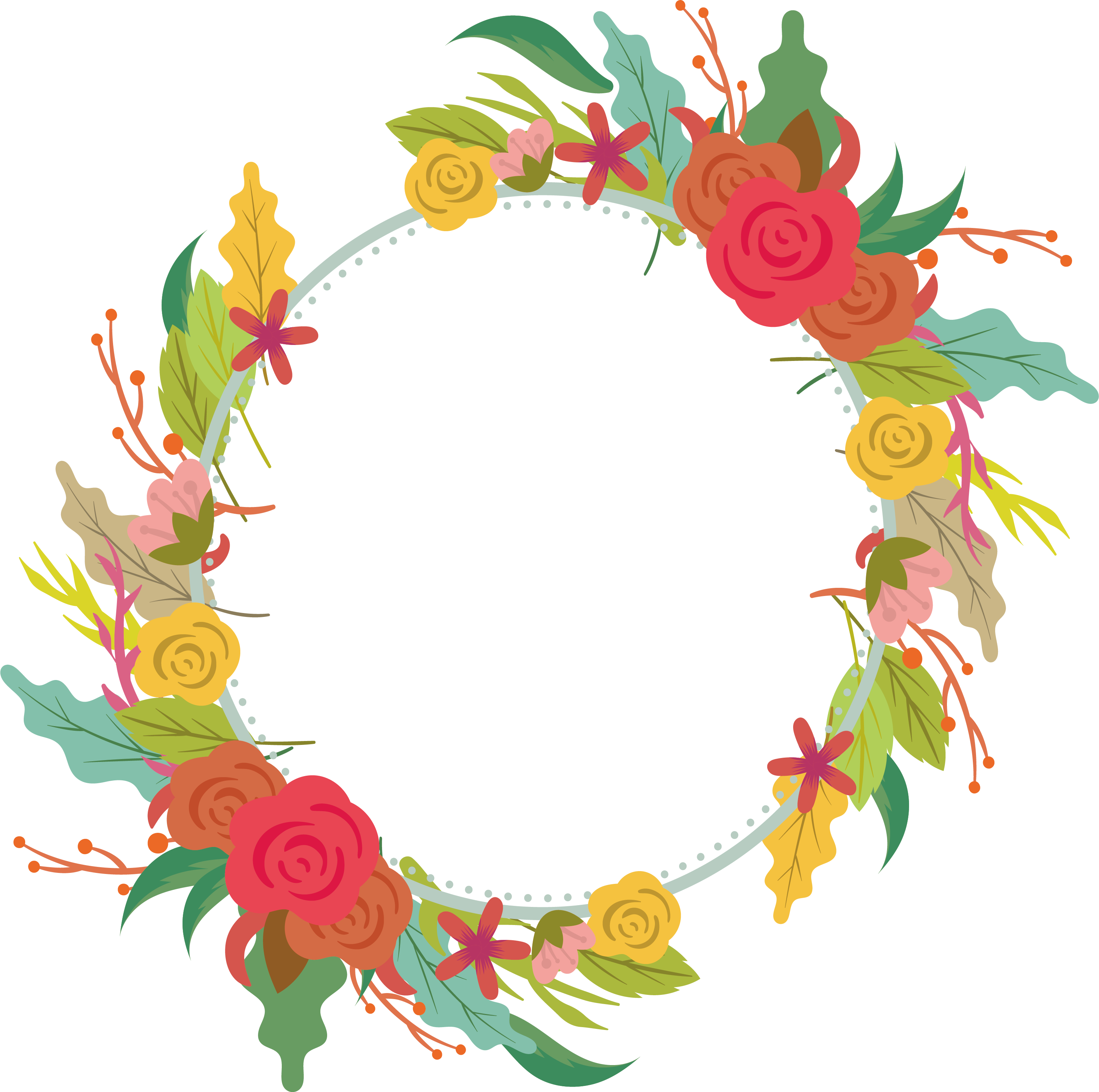 Banner Black And White Floral Design Wreath Flower - Colorful Wreath Leaf Png (3101x3080), Png Download