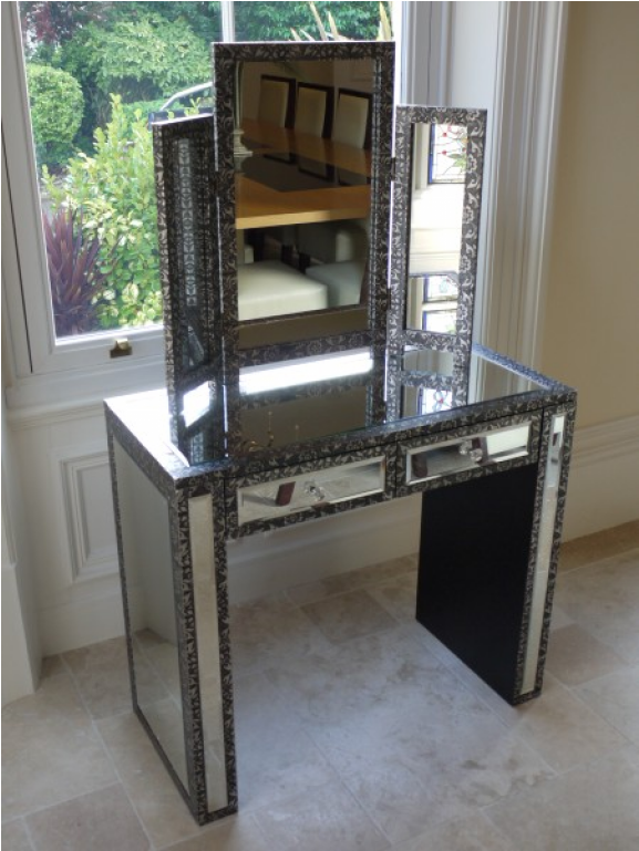 Monique Range - Silver Dressing Table And Mirror (1152x768), Png Download