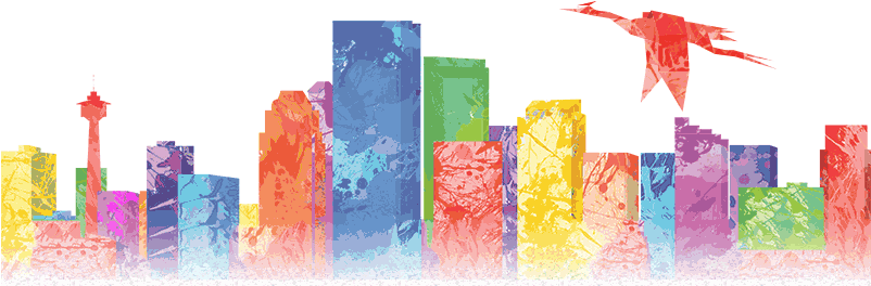 Colourful Illustration Of Calgary Sky Line - Colourful Line Designs Png (801x374), Png Download