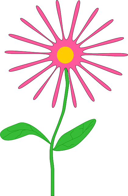 Green, Flower, Flowers, Cartoon, Border, Pink, Free - April Flowers Clipart (420x640), Png Download