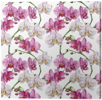 Watercolor Floral Pattern With Orchids - Watercolor Painting (400x400), Png Download
