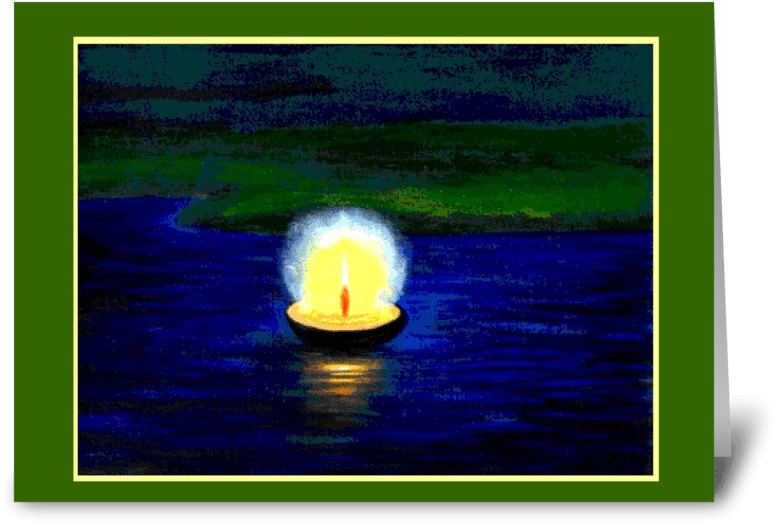 Diwali Floating Single Candle Greeting Card - Diwali With Candle Floating, Holiday, India Card (848x698), Png Download