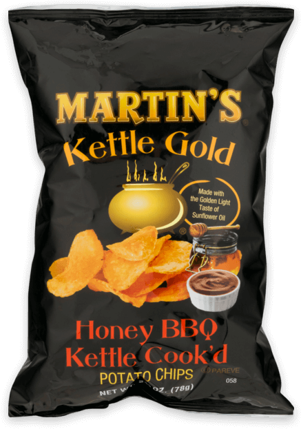 Martin's Kettle Gold Potato Chips Honey Bbq - Martins Kettle Gold Potato Chips, Sea Salt (740x834), Png Download