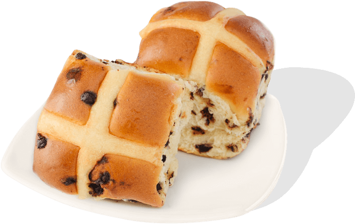 Traditional Moist Yeast Buns With Chocolate Chips And - Bun (900x600), Png Download