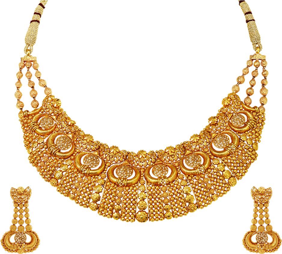 Necklace Set - Tanishq Gold Necklace Png (1090x904), Png Download
