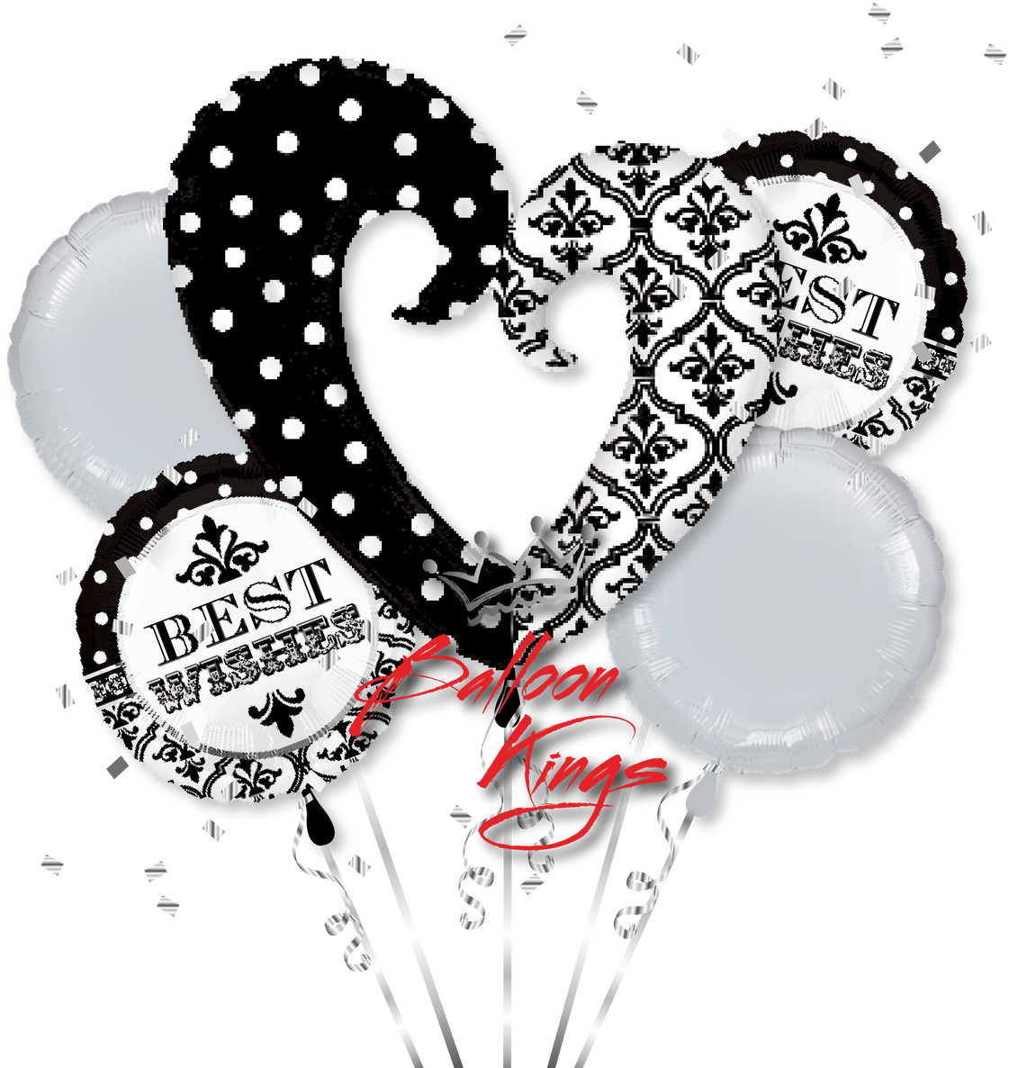 Best Wishes Open Heart Bouquet - Best Wishes Balloon Bouquet - Mylar Balloons Foil (1280x1280), Png Download