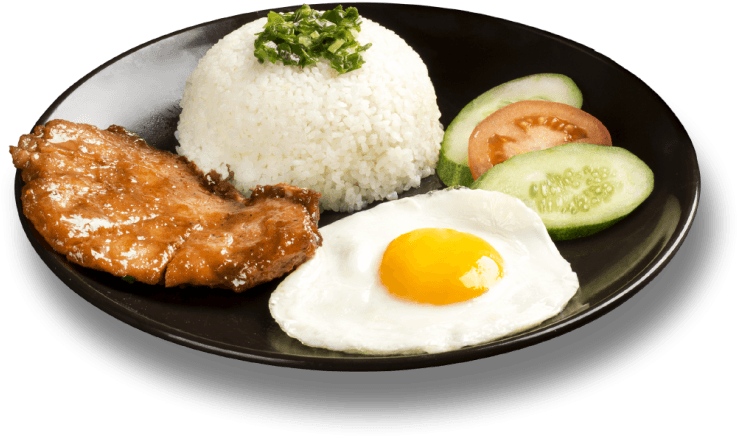 Broken Rice With Pork Chop And Fried Egg - Menu (768x737), Png Download