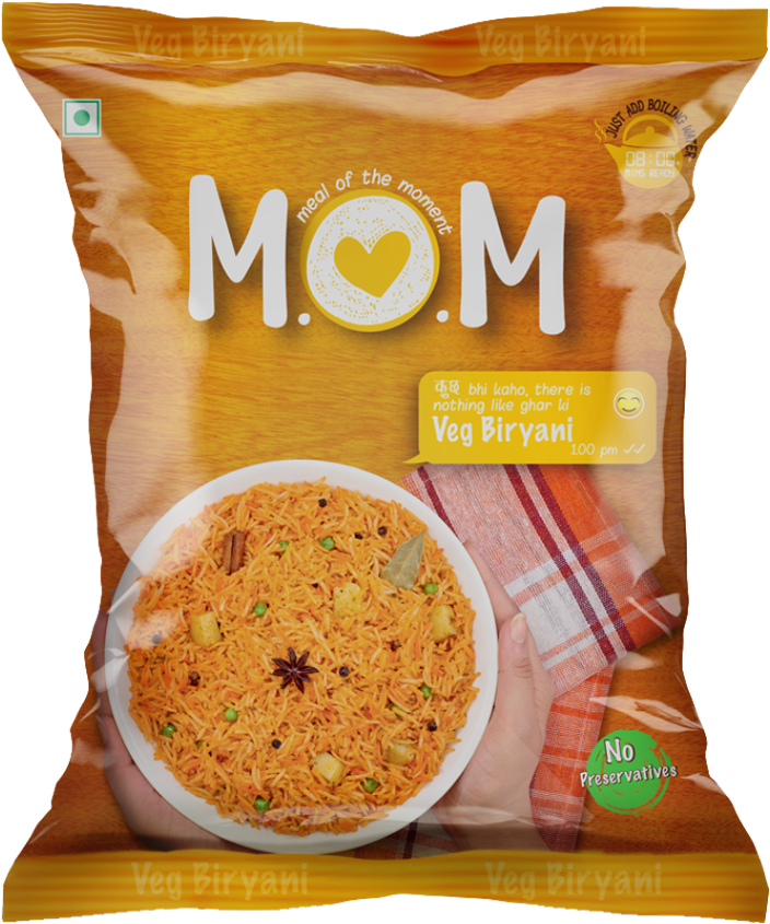 Veg Biryani Pouch - Mom Meal Of The Moment Rajma Chawal, 85g (pack Of 3) (1000x1000), Png Download