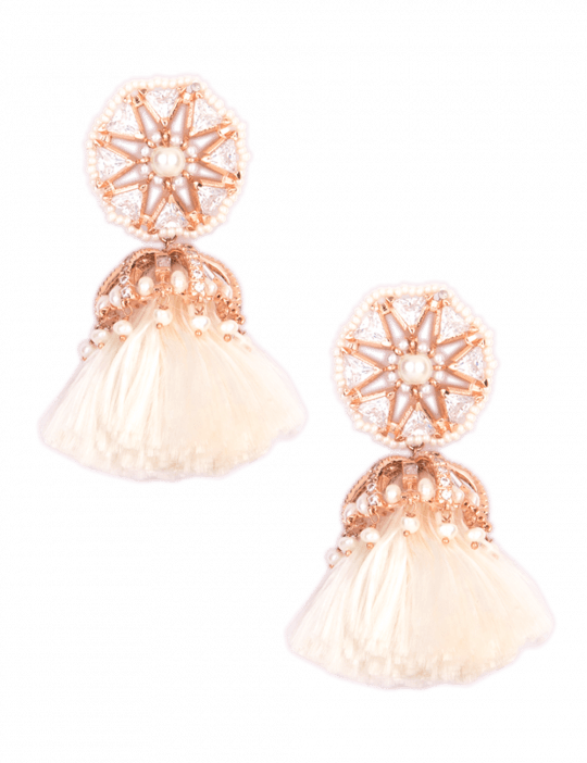 Crystal Mogra Tassel Earrings - Jewellery (540x702), Png Download