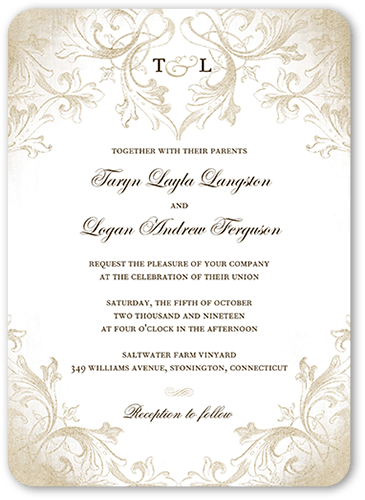 Faded Scroll X Wedding Shutterfly Front - Wedding Invitations (365x500), Png Download