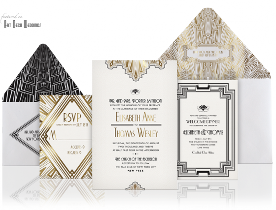 Deco Wedding Invitation Ellington - Gatsby Themed Wedding Invites (560x427), Png Download