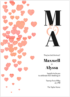 Hearts All Over - Sample Filipino Wedding Of Invitation Peach (350x350), Png Download