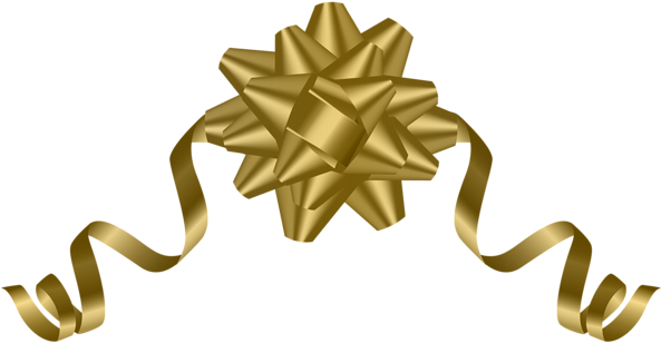 Gold Deco Bow Transparent Png Clip Art - Clip Art (600x314), Png Download