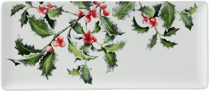 1 Oblong Serving Tray - Gien Holly Canape Plate - 6.5" (711x600), Png Download