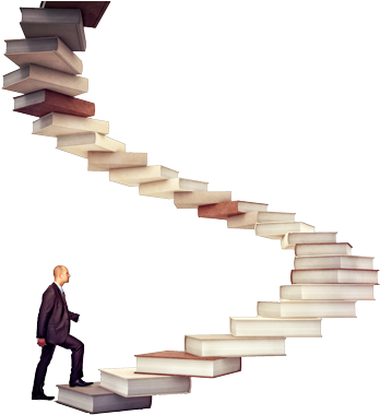 Person Climbing A Staircase Made Of Books - Books As Stairs Png (400x400), Png Download
