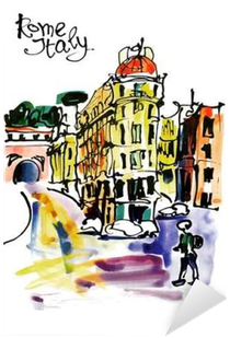 Original Watercolor Sketch Hand Drawing Of Rome Italy - Drawing (400x400), Png Download