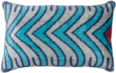 Vintage Silk Velvet Ikat Pillow - Tasdemir Rugs Velvet Lumbar Pillow (600x600), Png Download