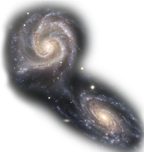 Two Galaxies Dance - Two Galaxies Merging (500x508), Png Download
